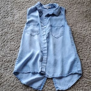 Chambray sleeveless button down shirt